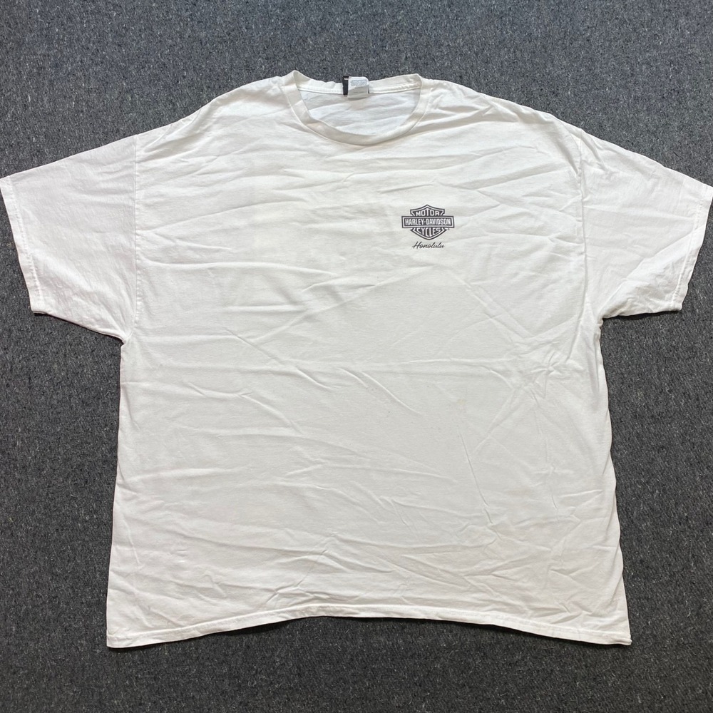 Harley Davidson Honolulu Hawaii TShirt Sz 3XL Mens White Biker Aloha Graphic Tee